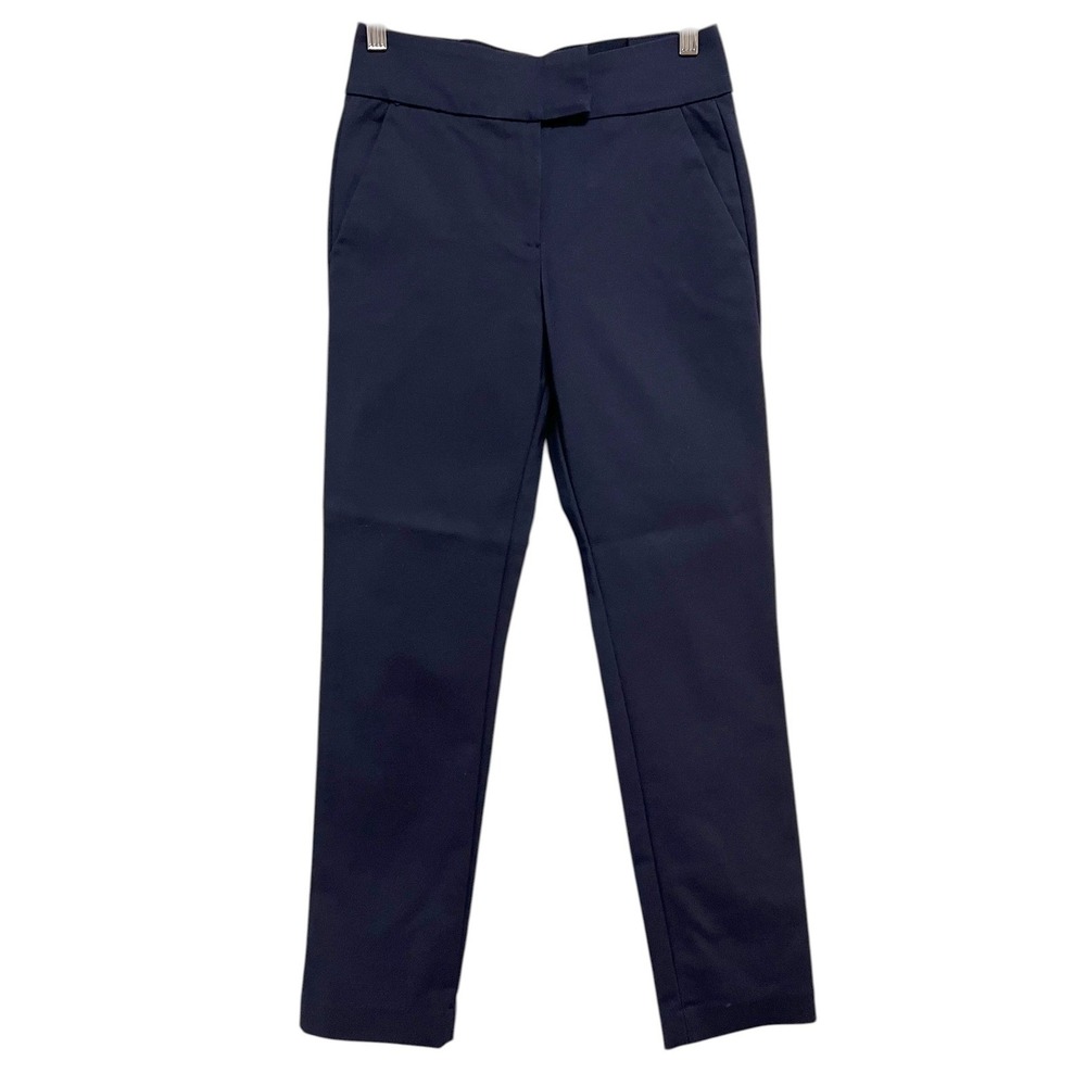 FRNCH Pants Womens 2‎ Navy Blue Slim Fit Stretch Office Classic Minimalist Chic